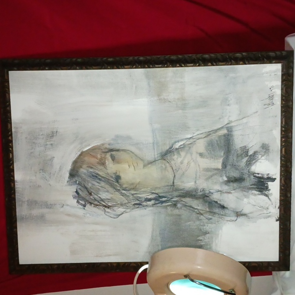 Gino F Hollander large-scale portrait 1970s mid-century modern art oil painting
